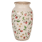 Vaas Ø 16x27 cm Beige Rood Keramiek Aardbeien