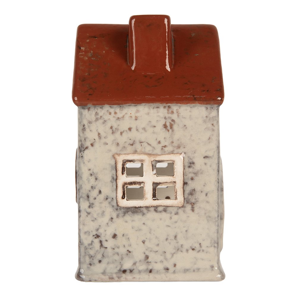 Waxinelichthouder Huis 8x7x13 cm Grijs Keramiek
