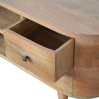 Massief houten rond entertainmentmeubel, 1 lade, bruin