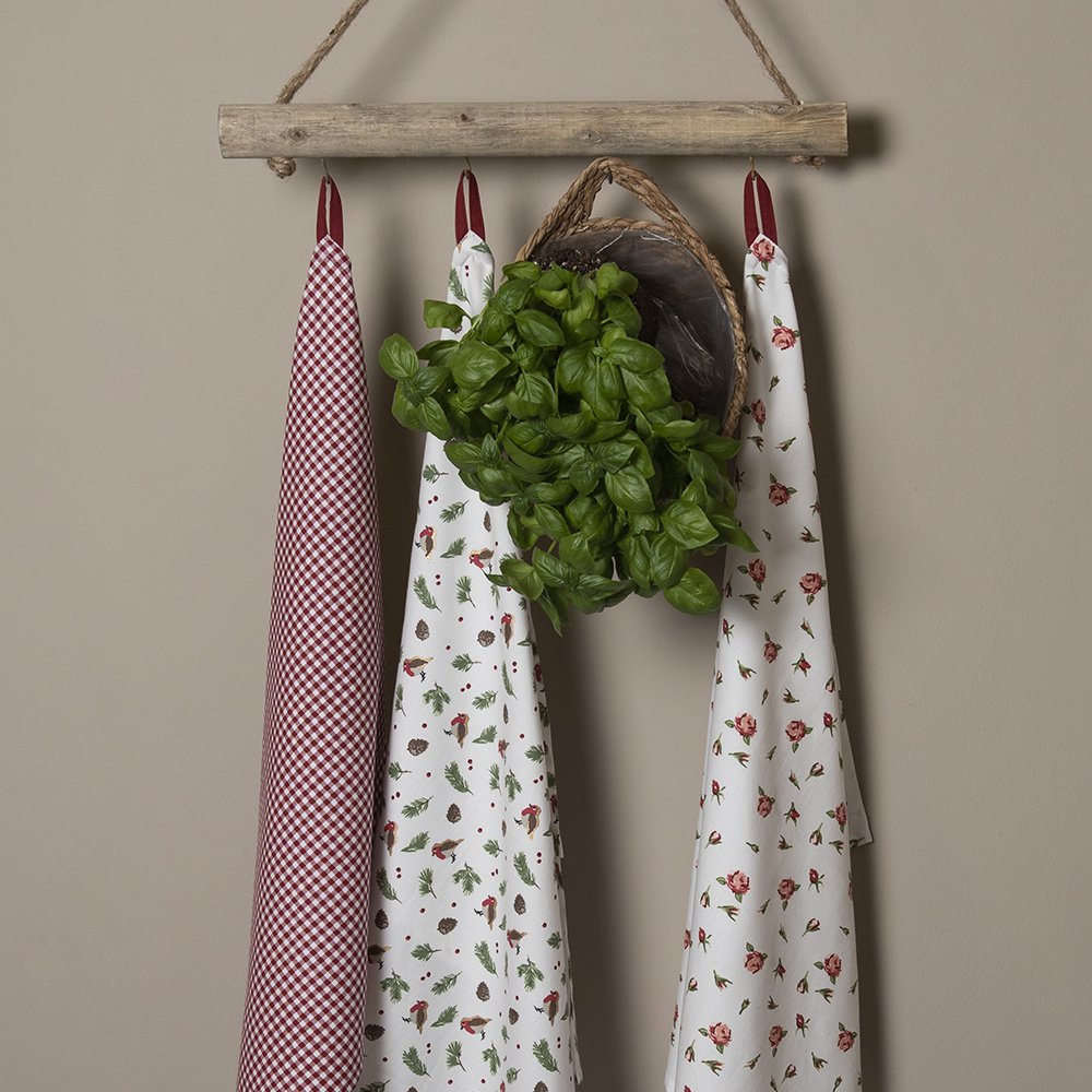 Theedoek 50x70 cm Rood Wit Katoen Ruit Keukenhanddoek