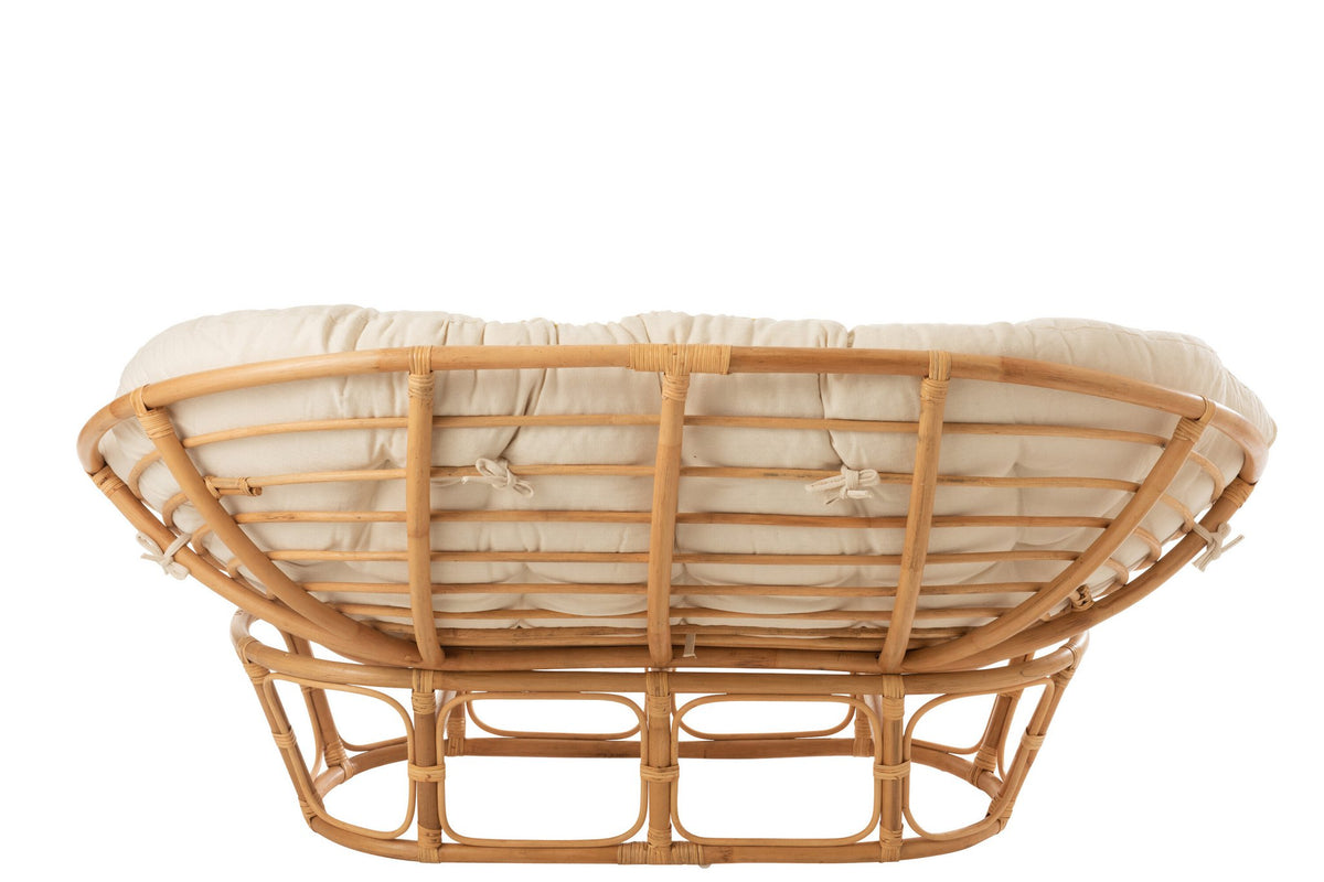 J-Line Rotan zetel - met kussen - jute/ textiel - naturel