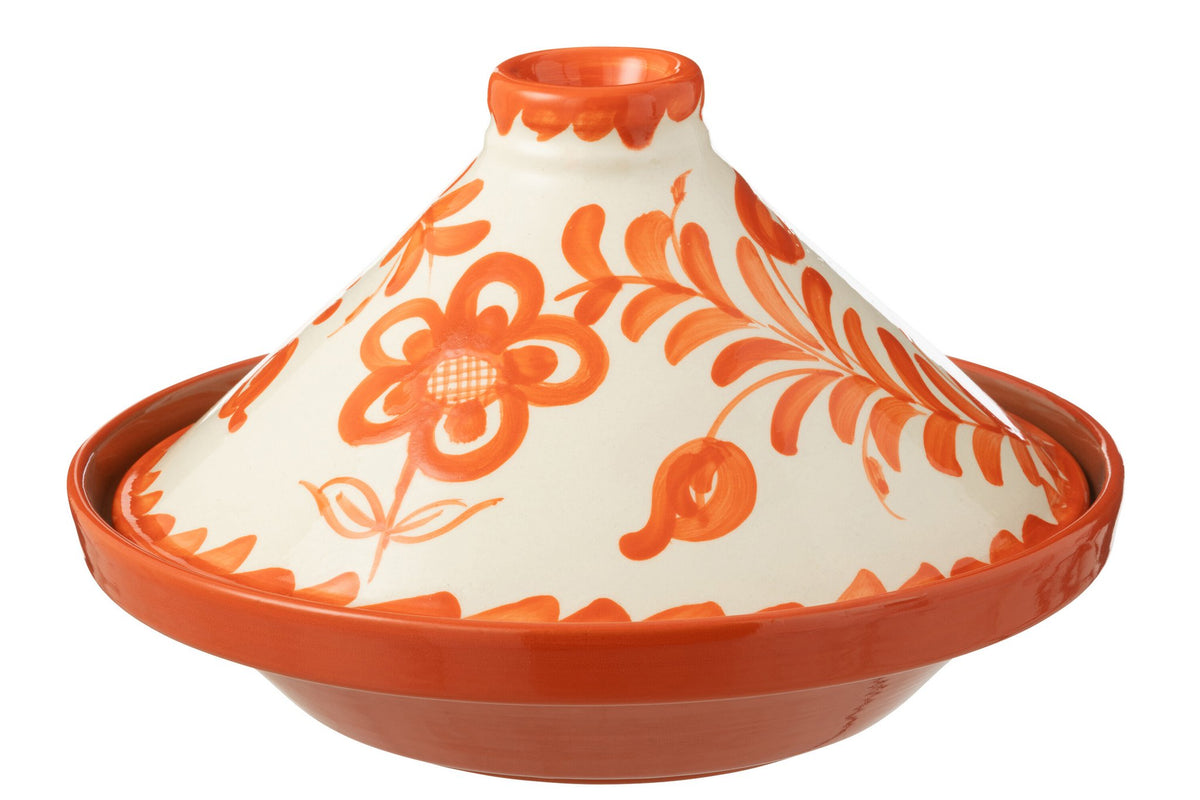 J-Line tajine Granada - keramiek - wit/oranje