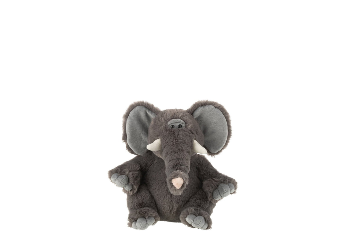 J-Line Olifant Pluche Polyester Grijs Klein
