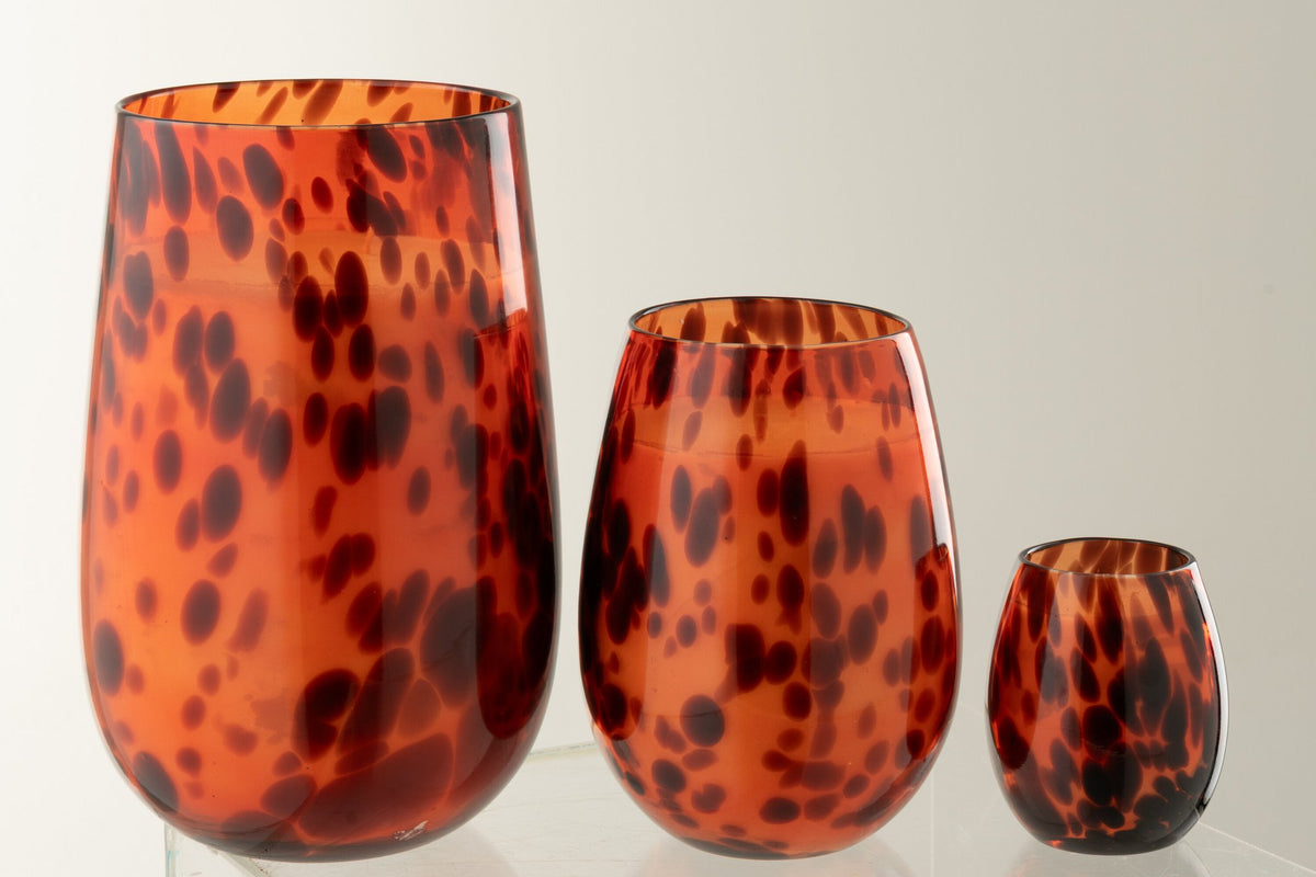 J-Line kaars Mia - glas - oranje/zwart - L - 230U