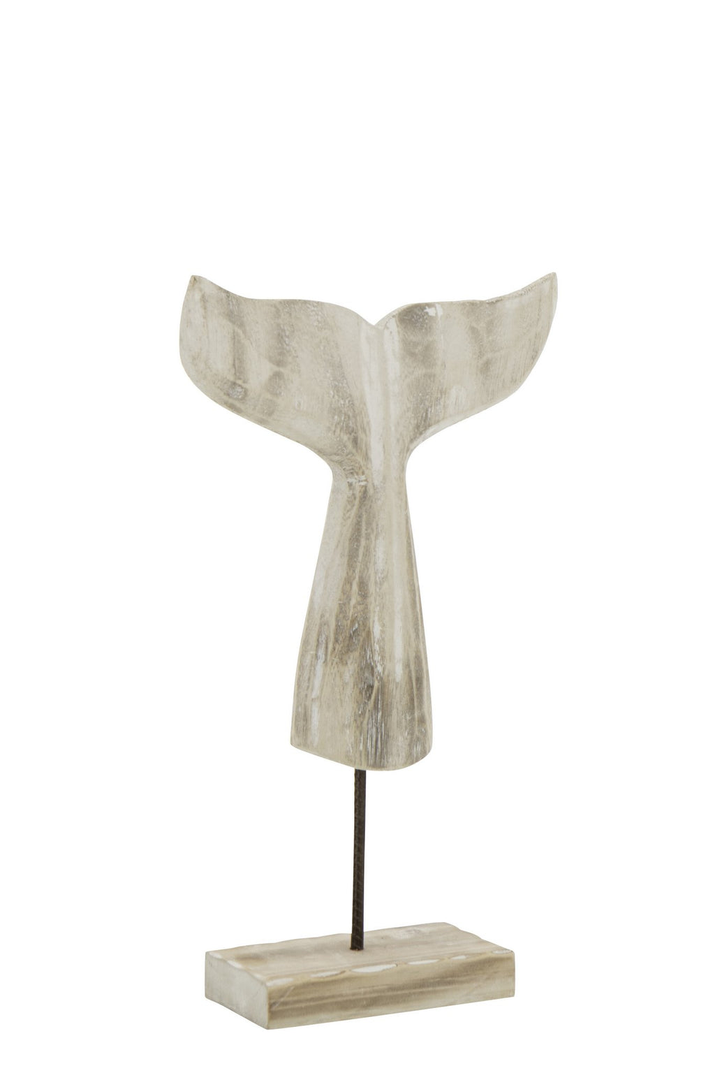 J-Line decoratie Walvis Staart Witgewassen - hout - naturel - L
