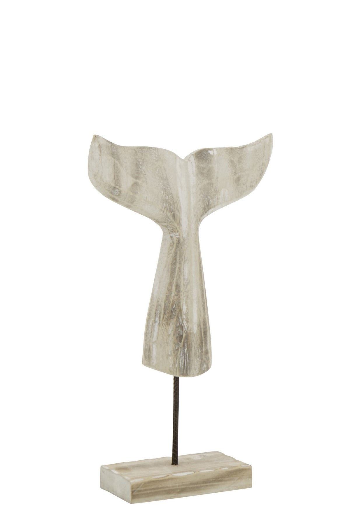 J-Line decoratie Walvis Staart Witgewassen - hout - naturel - L