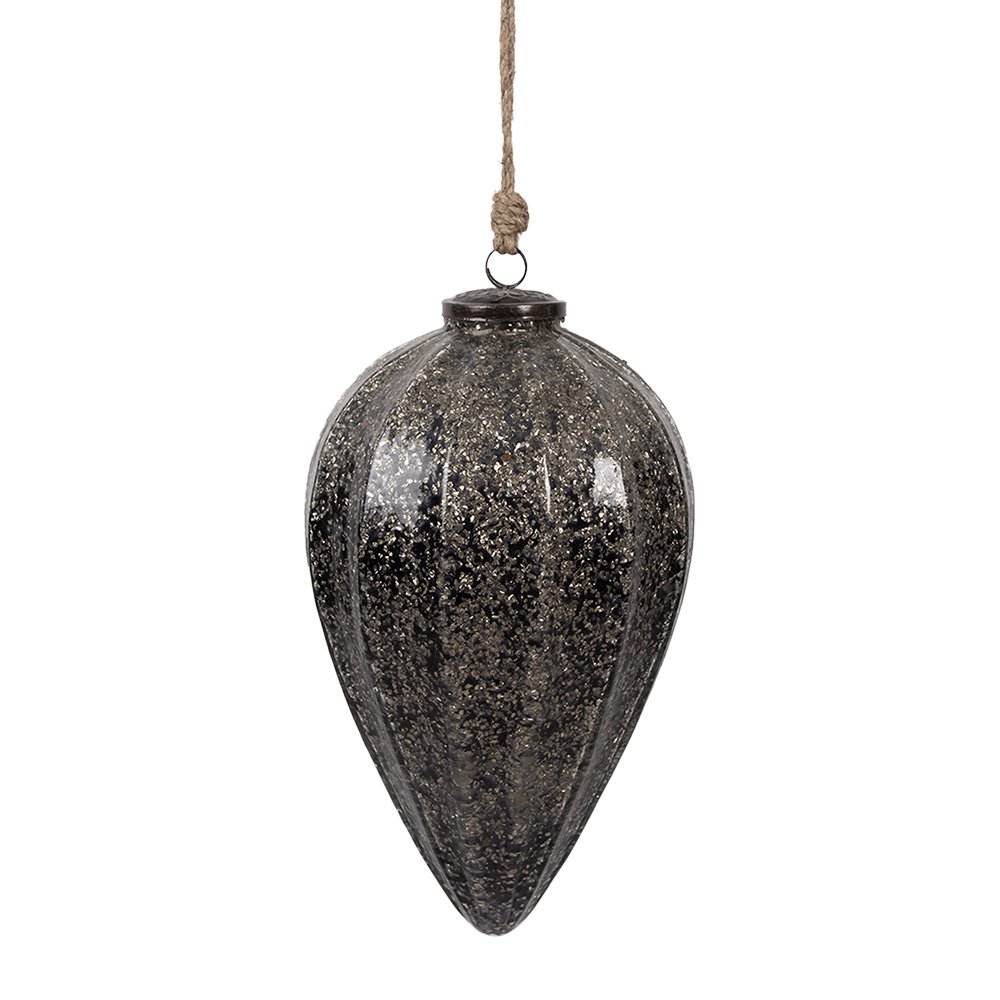 Kerstbal Ø 17x26 cm Zwart Glas Kerstboomversiering