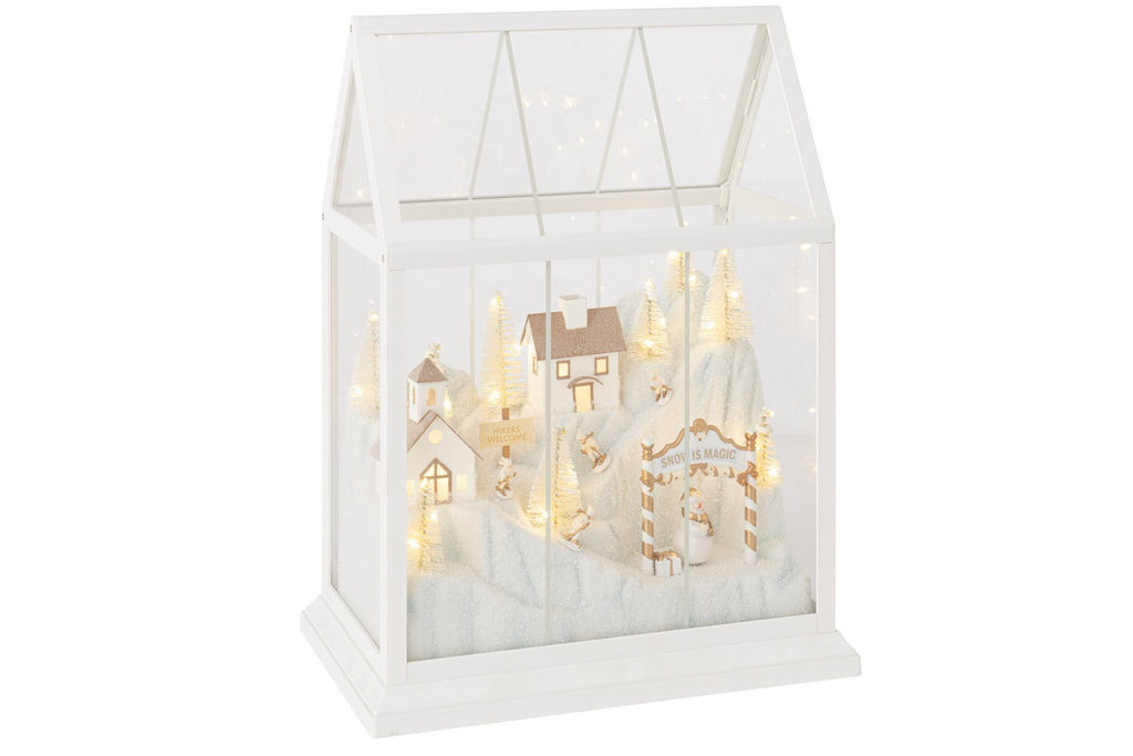 J-Line Ledkerstdorp - glas/synthetisch - wit/goud - medium