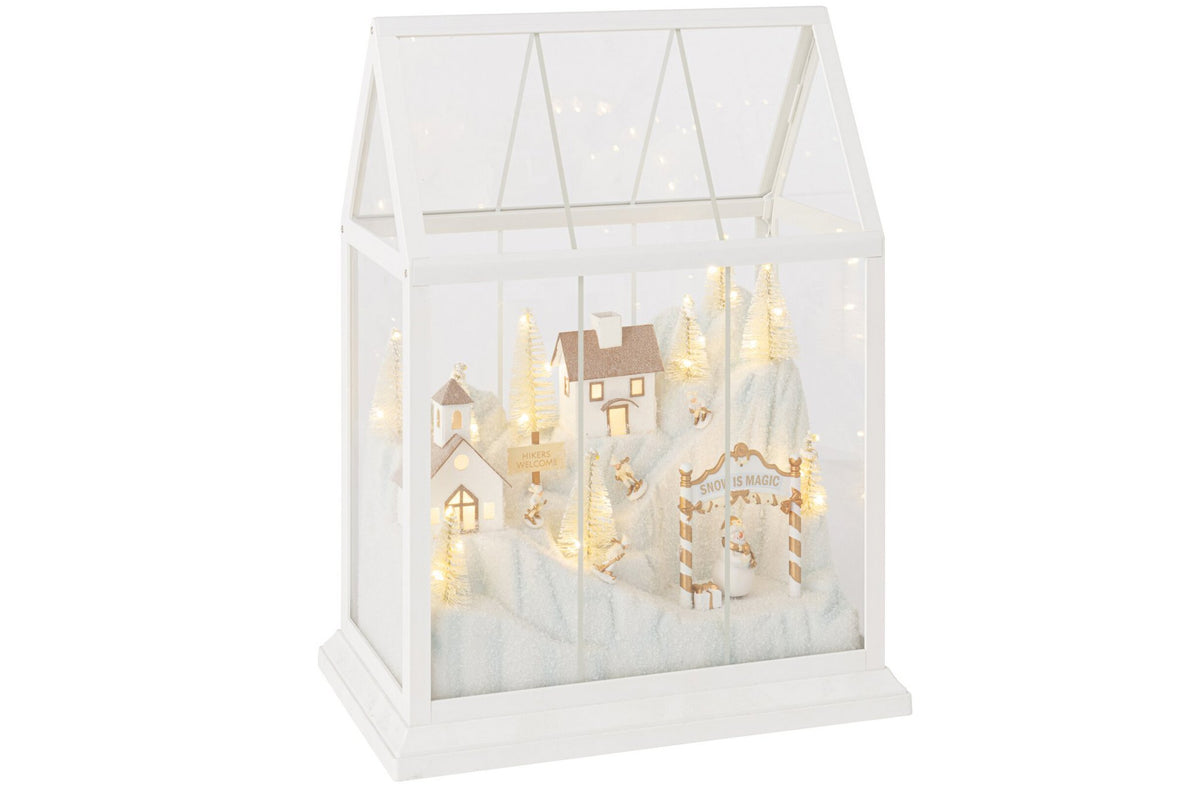 J-Line Ledkerstdorp - glas/synthetisch - wit/goud - medium