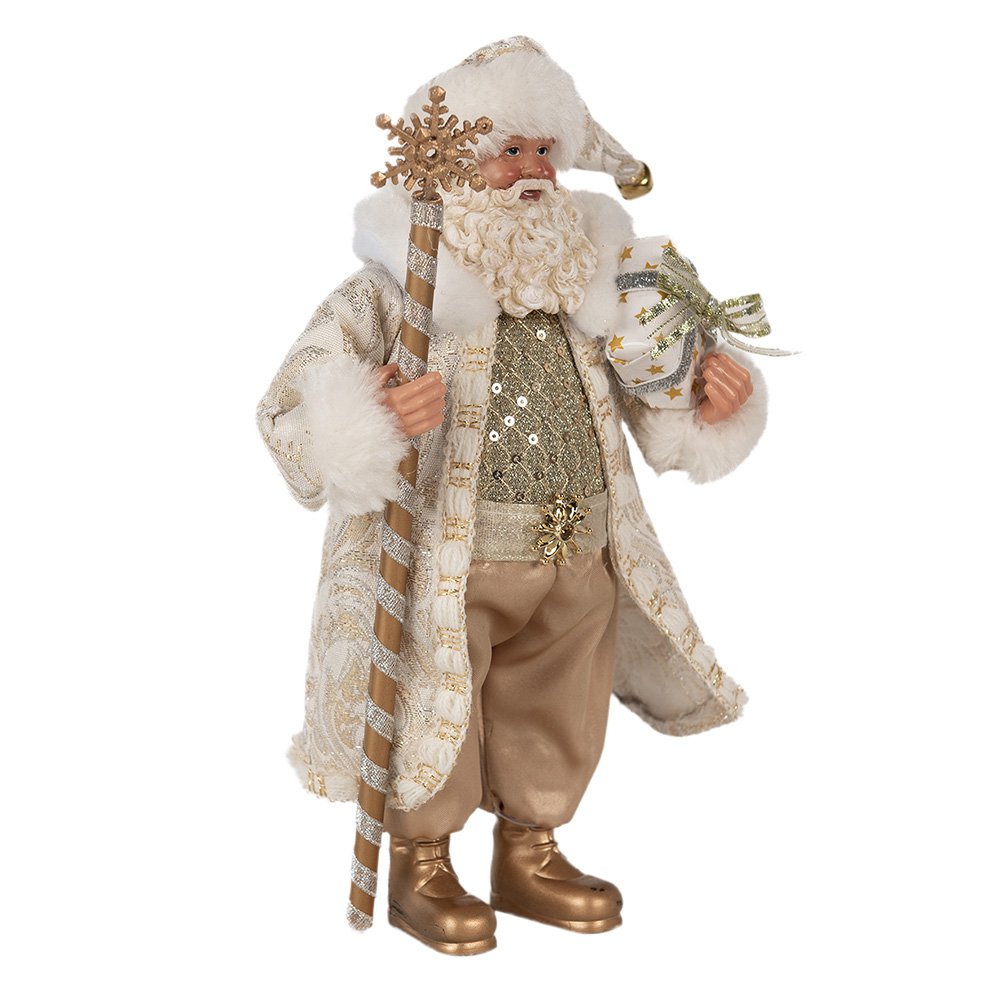 Kerstdecoratie Beeld Kerstman 27 cm Goudkleurig Wit Kunststof