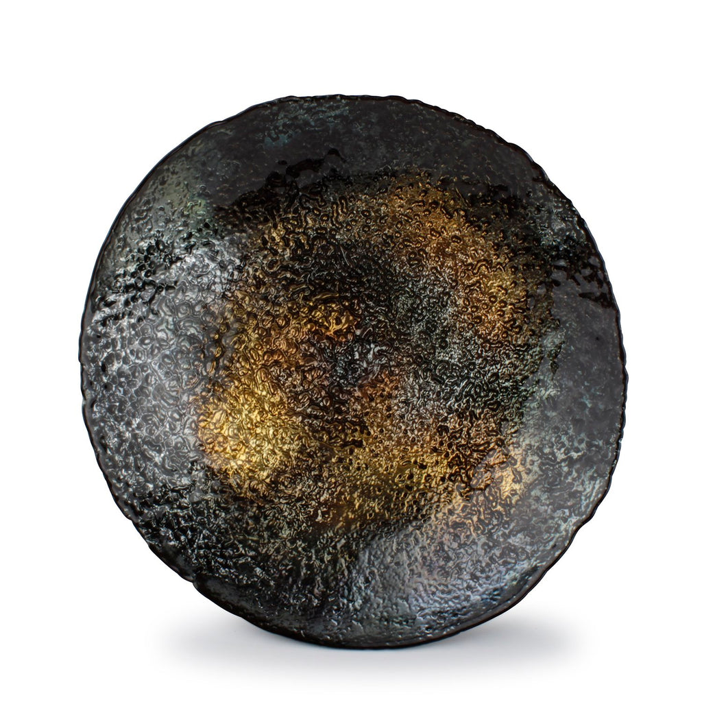 Decoratieve schaal 32,5xH5,5cm glas zwart/goud Cosmo