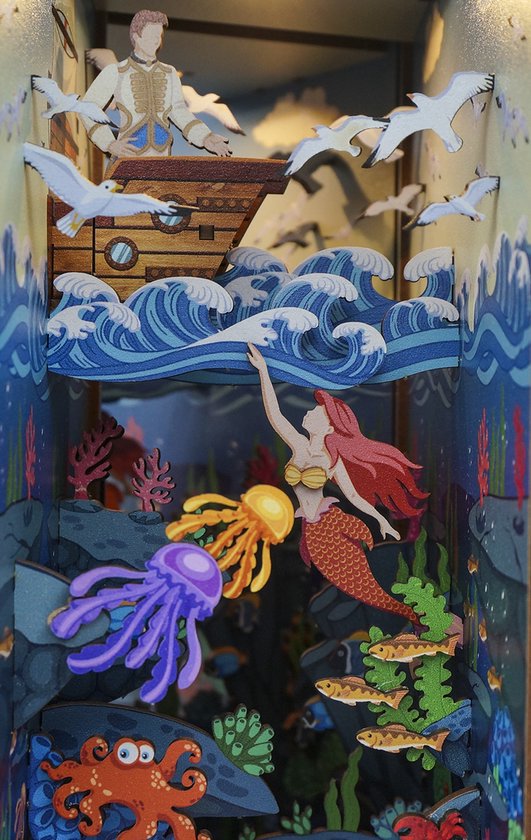 Tonecheer, DIY Book Nook, The Little Mermaid Bookend, TQ112, 18,2x8x24,5cm