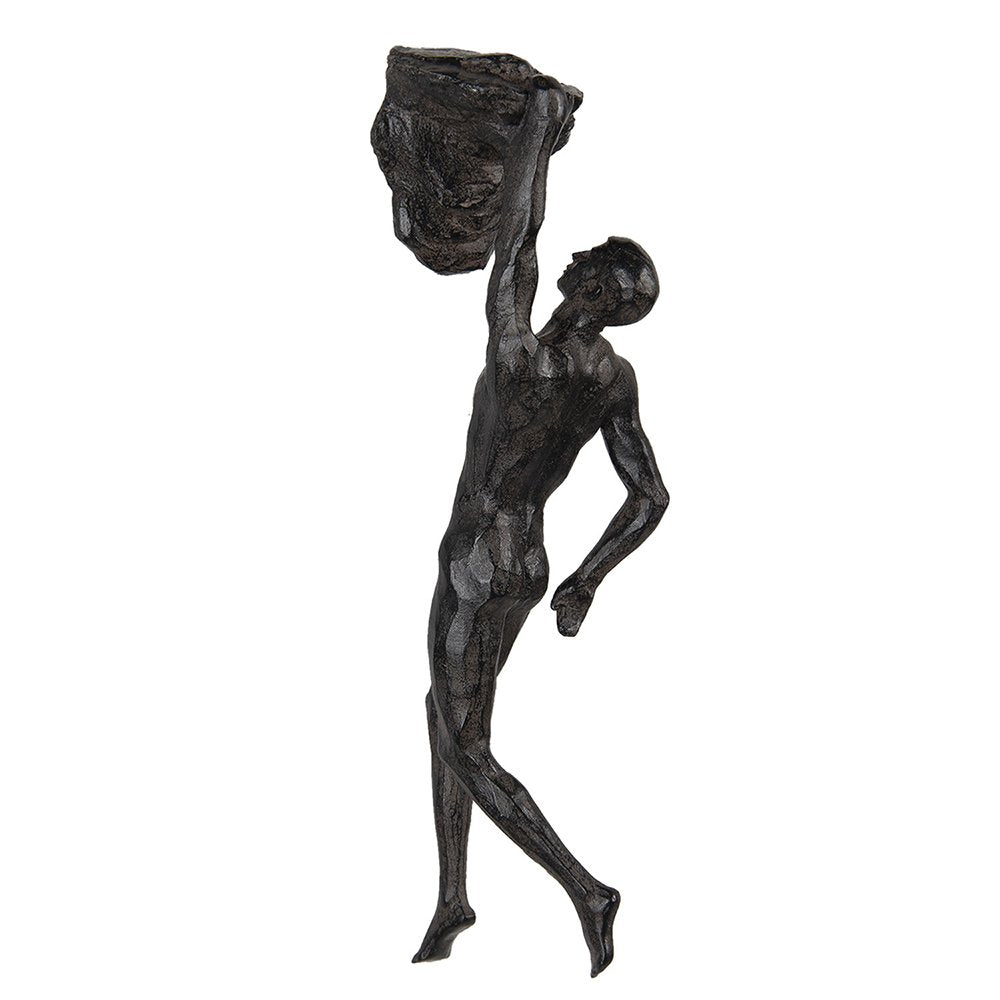 Beeld Man 9x9x32 cm Bruin Kunststof