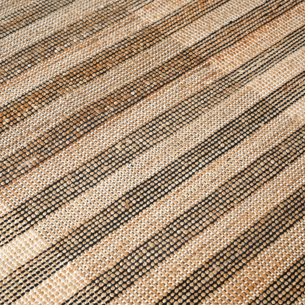 Handgeweven gestreept vloerkleed – katoenjute naturel design