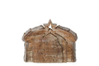 J-Line Kerststal met schors - mangohout - naturel/donkergroen - medium