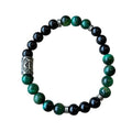 Heren armband 8 mm Onyx en Tijgeroog met Viking kraal