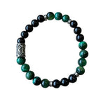 Heren armband 8 mm Onyx en Tijgeroog met Viking kraal