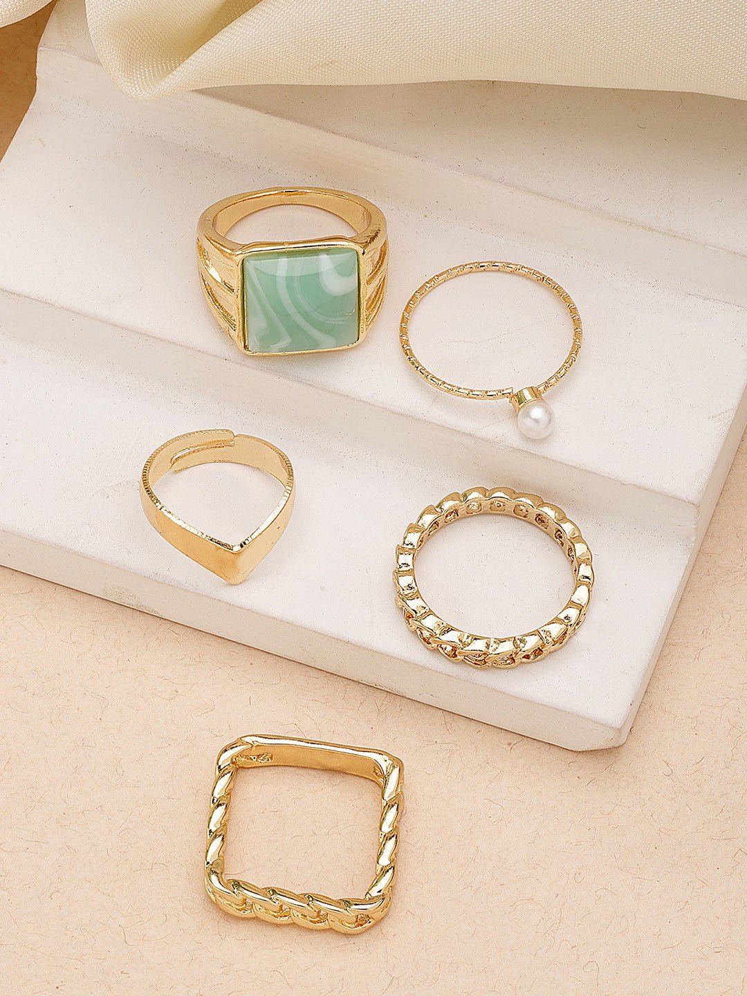 Sieradenset | Ingewikkelde vingerringen vergulde ring | Goud