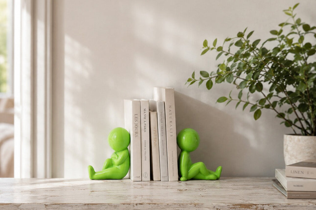 J-Line boekensteun Marcel - keramiek - groen