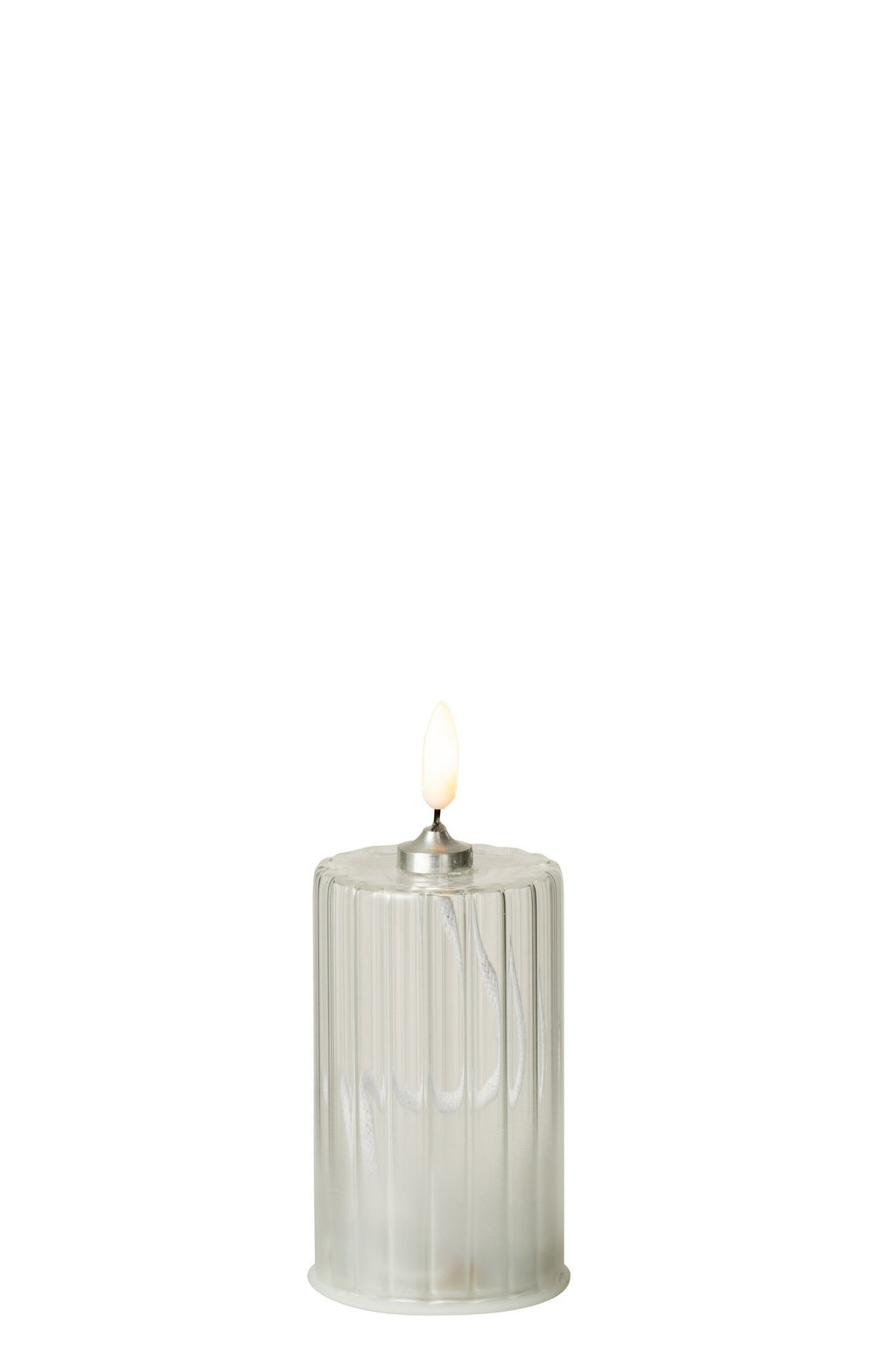 J-Line kaars Strepen - glas - transparant - S - LED
