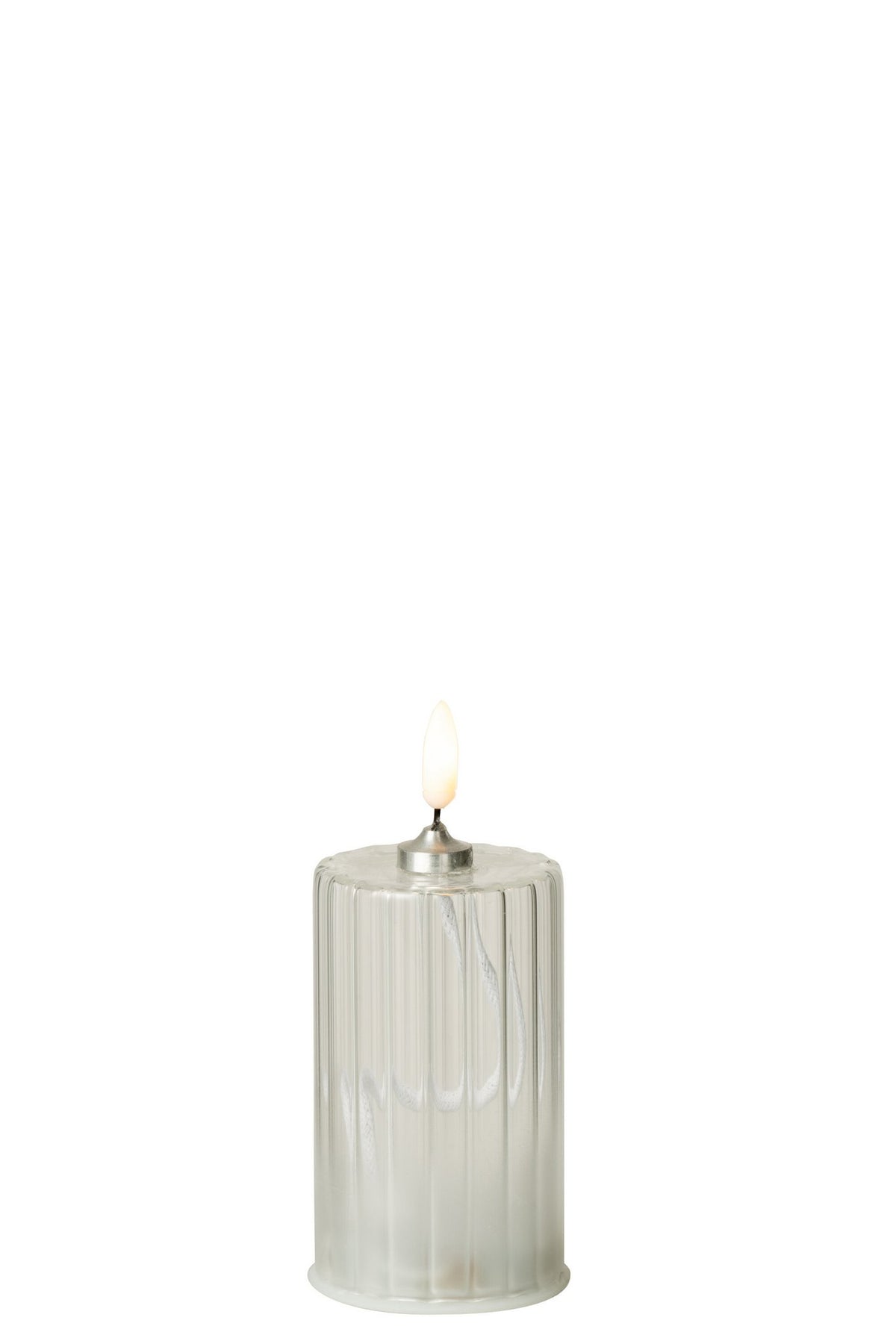J-Line kaars Strepen - glas - transparant - S - LED