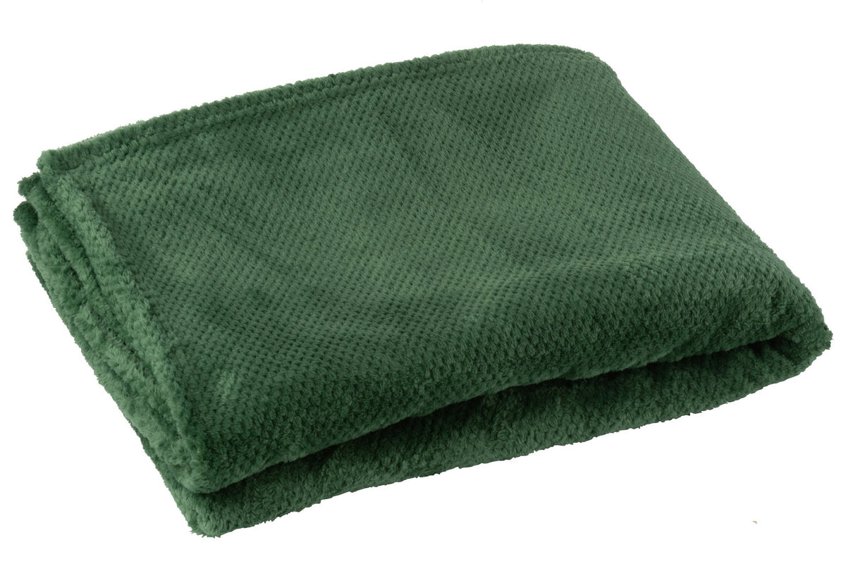 J-Line deken Snuggle - polyester - donkergroen