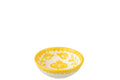 J-Line kom Granada Low - keramiek - wit/geel - small - Ø 14 cm