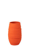 J-Line bloempot Fiesta - keramiek - oranje - large - Ø 19 cm
