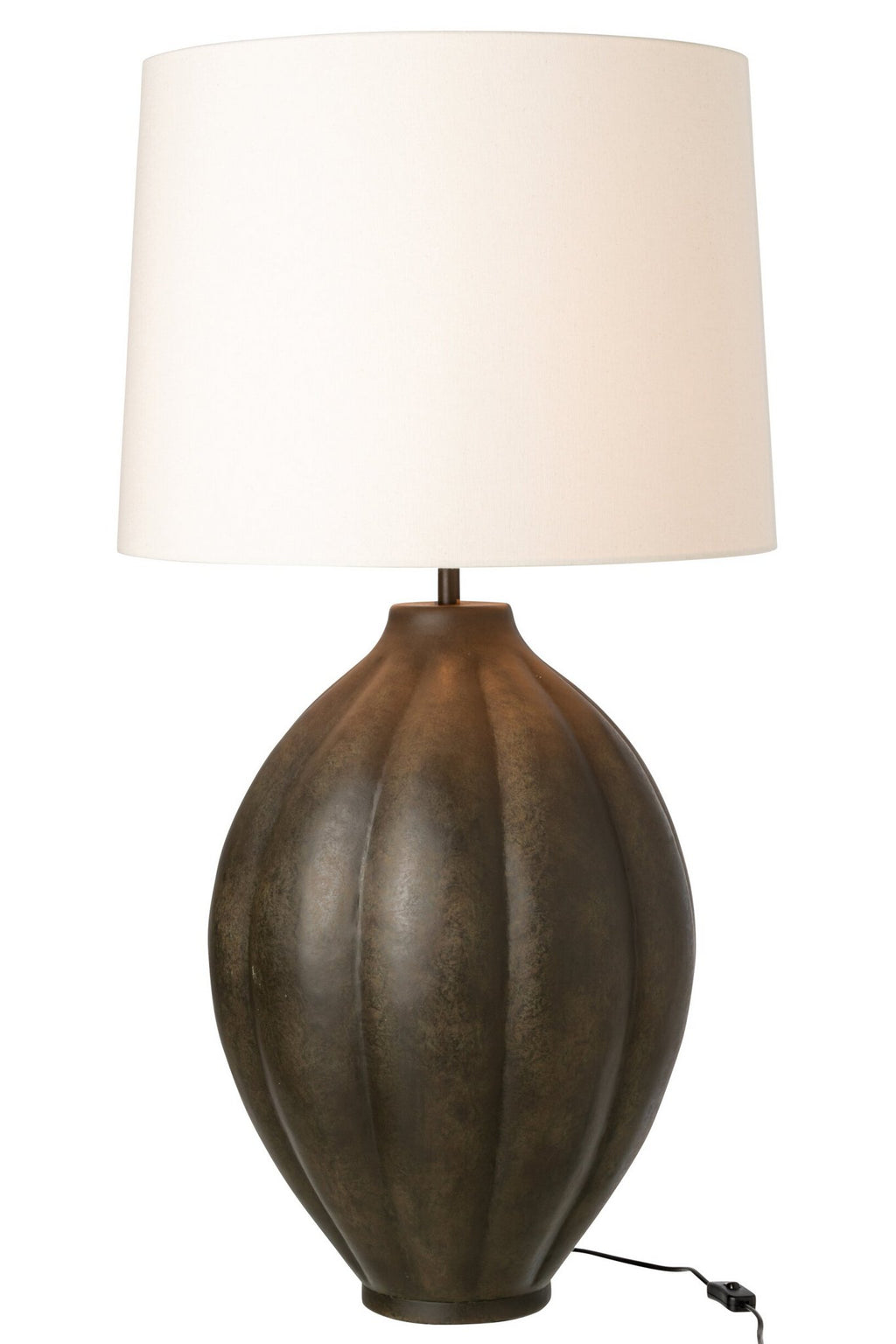 J-Line Geribbelde tafellamp - aluminium - bruin