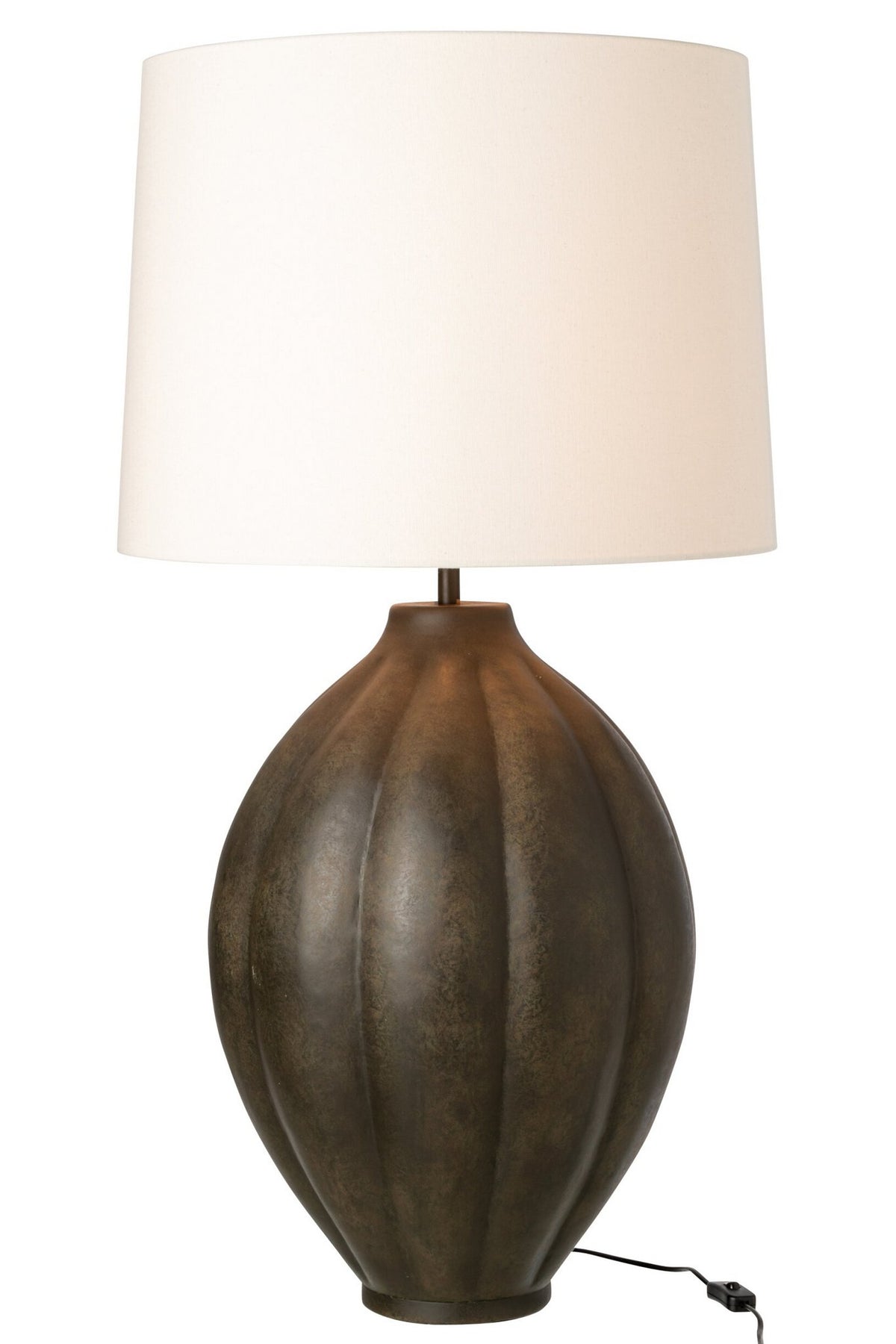 J-Line Geribbelde tafellamp - aluminium - bruin