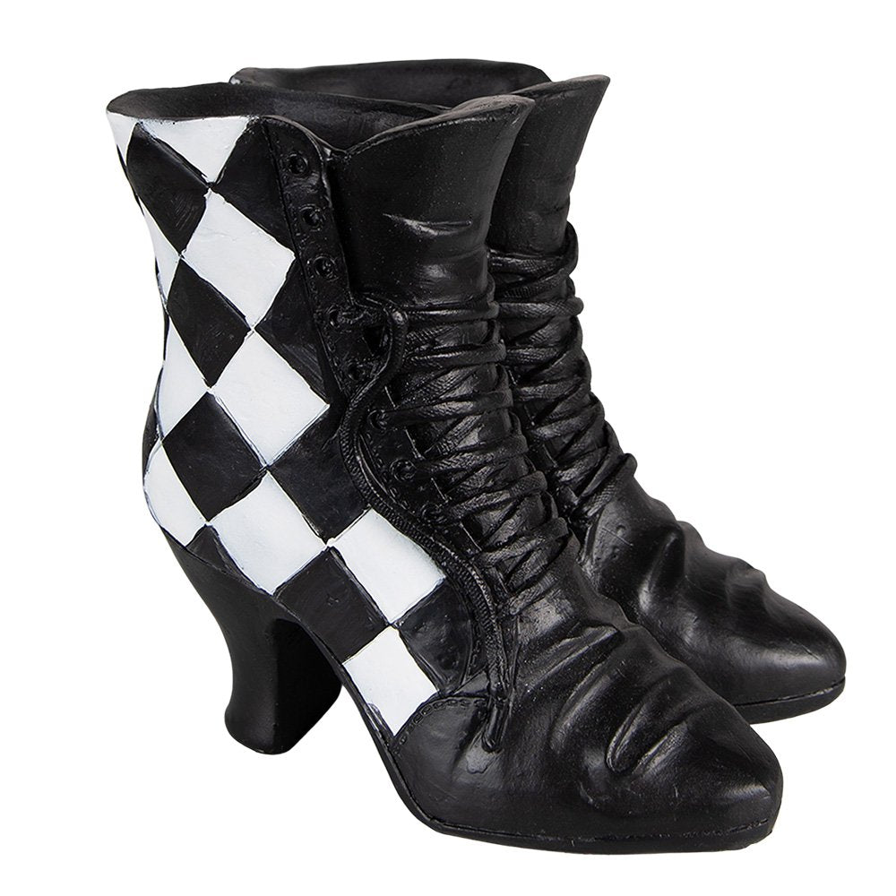 Decoratie Schoenen 15x12x15 cm Zwart Wit Polyresin
