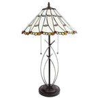 Tiffany Tafellamp Ø 41x68 cm Beige Glas Tiffany Bureaulamp