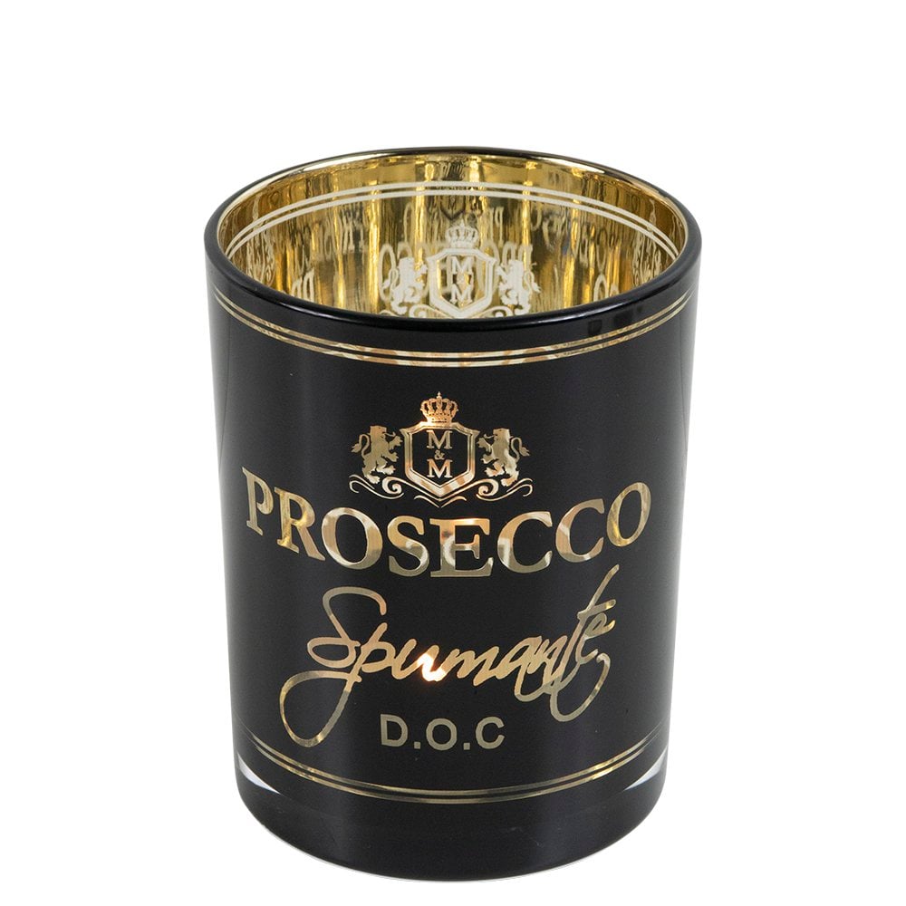 Theelichthouder wijn prosecco zwart medium 12cm