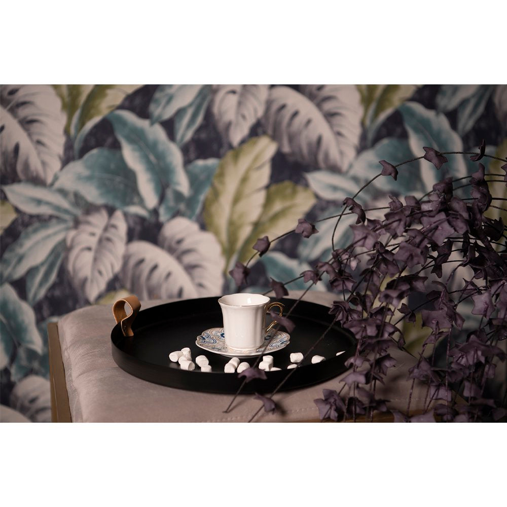 Kop en Schotel 95 ml Wit Blauw Porselein Servies