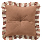 Dutch Decor Bella - Stoelkussen 40x40 cm - Gestreept - Ruchesrand - Oudroze - Roze