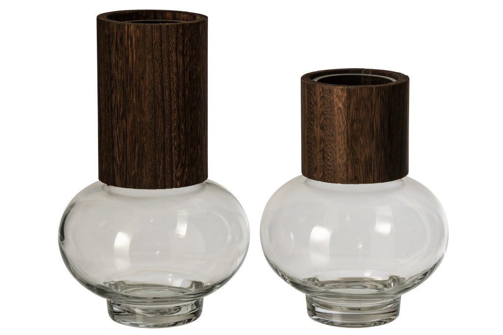 J-Line Vaas Jim - glas - donkerbruin/transparant - large