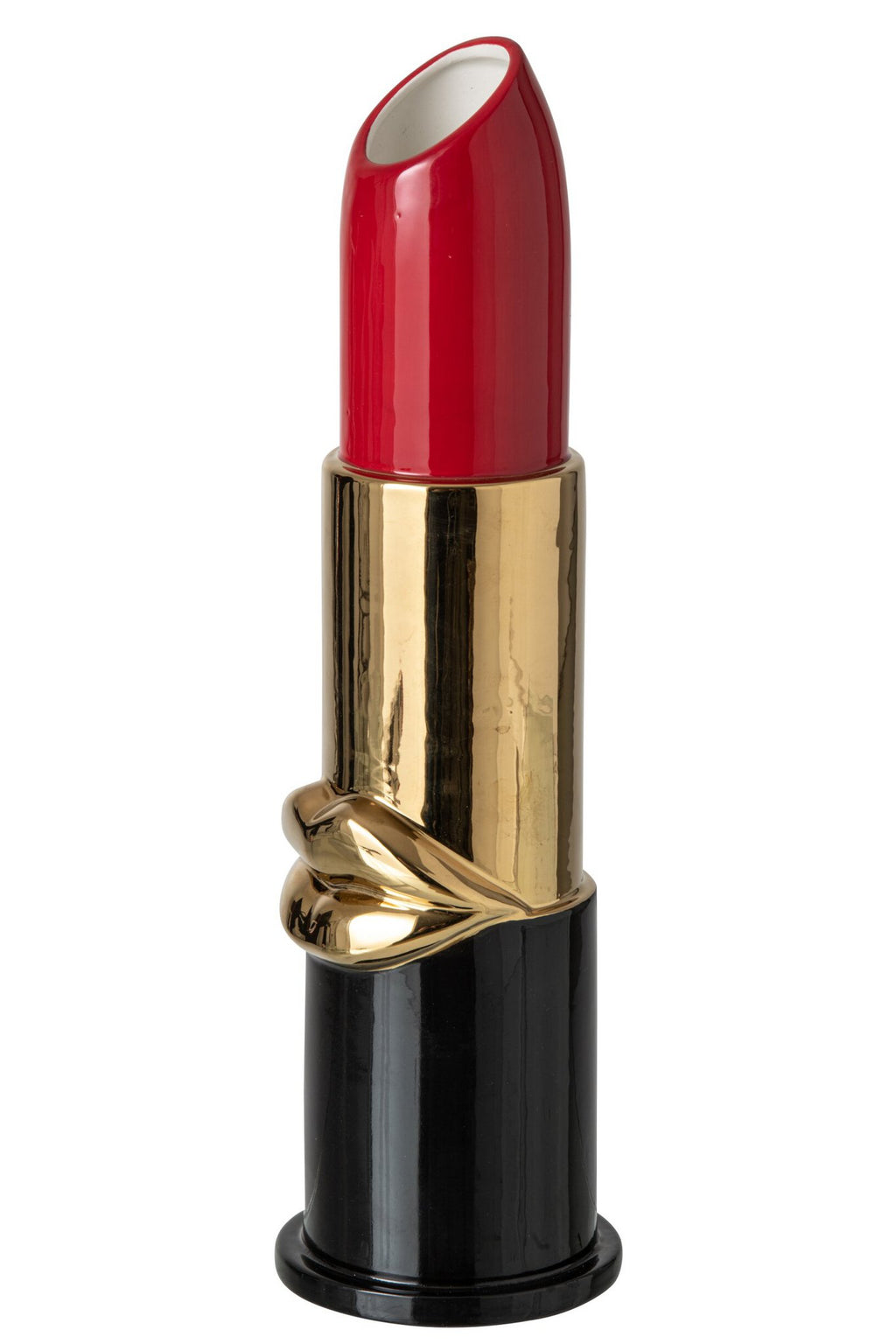 J-Line Vaas met rode lippen - hars - rood