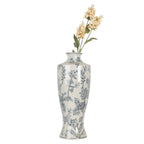 Vaas Ø 16x42 cm Wit Blauw Keramiek Bloemen