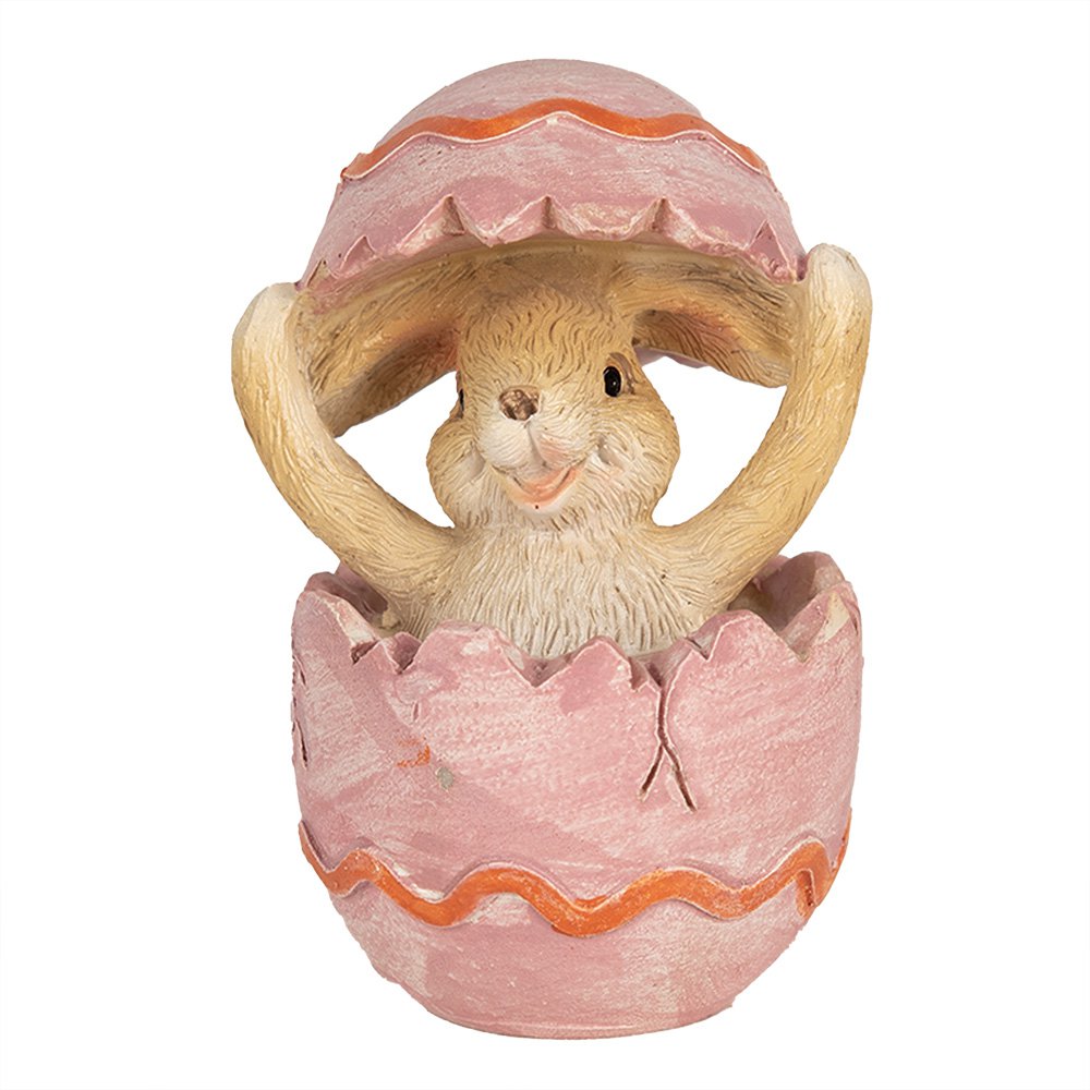 Beeld Konijn 8 cm Bruin Roze Polyresin Paasdecoratie