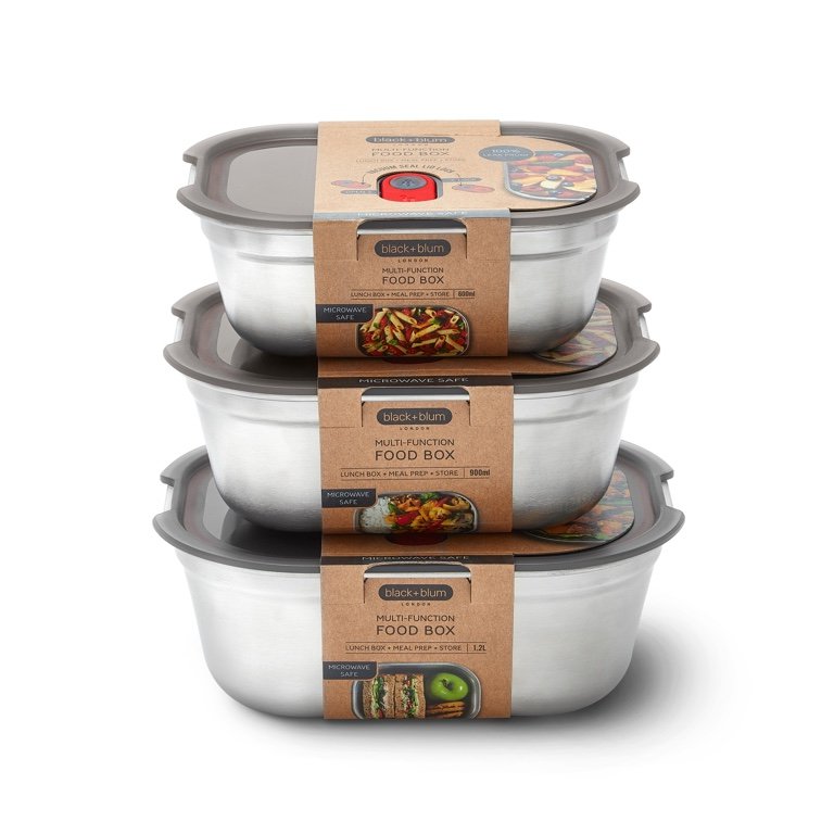 Black+Blum Steel Food Box set Mixed (S/M/L) - Meal prep - set van 3