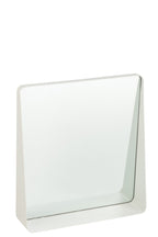 J-Line spiegel Vierkant - metaal/glas - wit - 38 x 41 cm