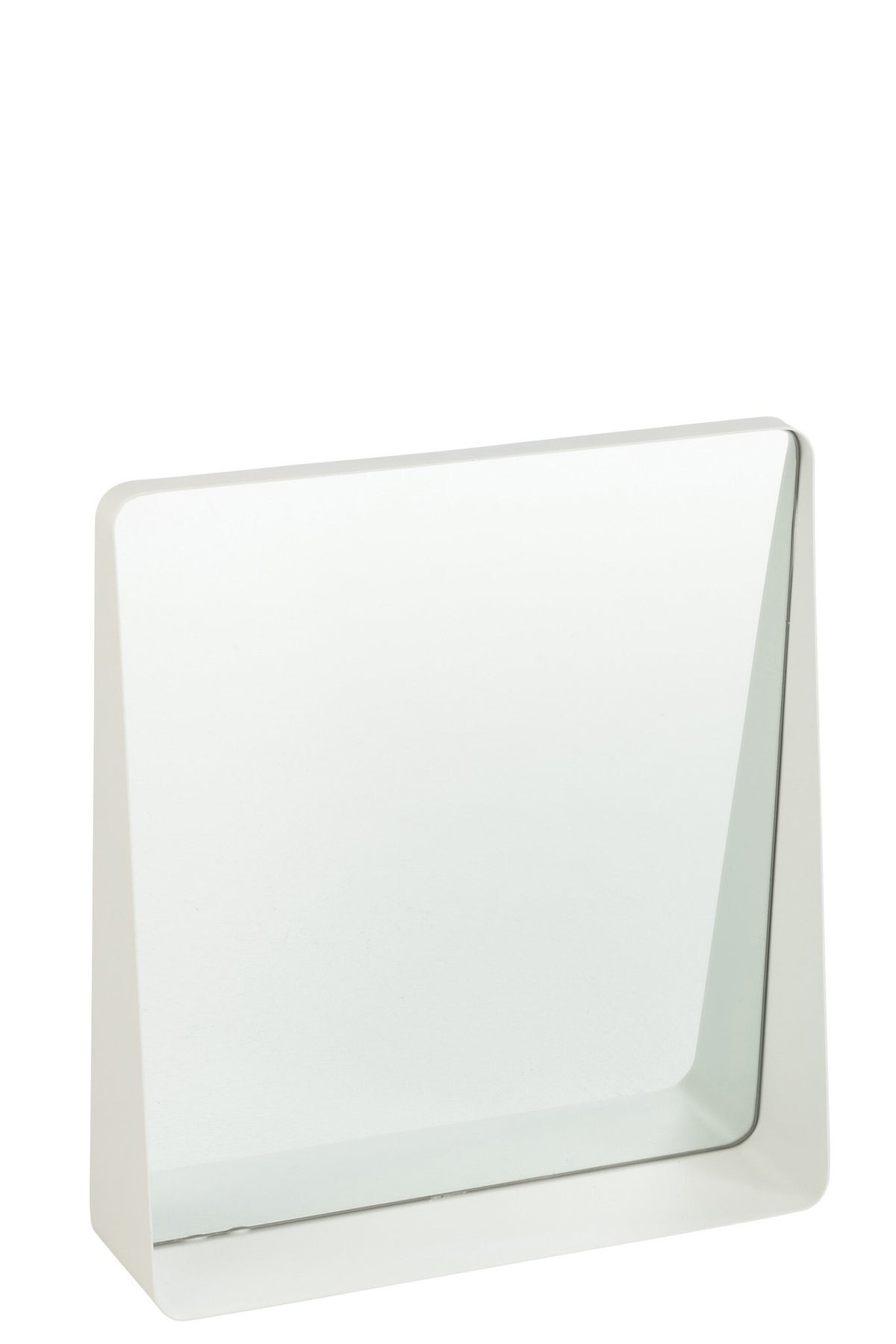 J-Line spiegel Vierkant - metaal/glas - wit - 38 x 41 cm