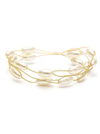 Vergulde meerstrengige kralenarmband – mode-sieraden – legering en parel – 18 cm lengte
