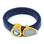 Fancy leren ringen Swarovski & emaille (set van 12 stuks)