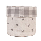 Broodmand Ø 15x16 cm Beige Grijs Katoen Hartjes