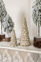 Decoratie Beeld Kerstboom Ø 13x30 cm Wit Beige Kunststof