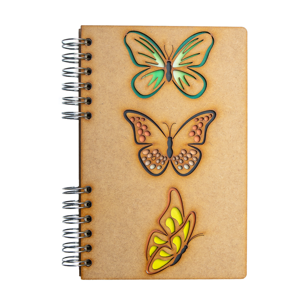 Duurzaam Houten Notitieboek – Komoni – Butterflies – Gerecycled papier