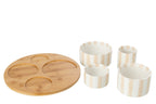 J-Line aperoset Gestreept - steengoed - lichtbeige/wit