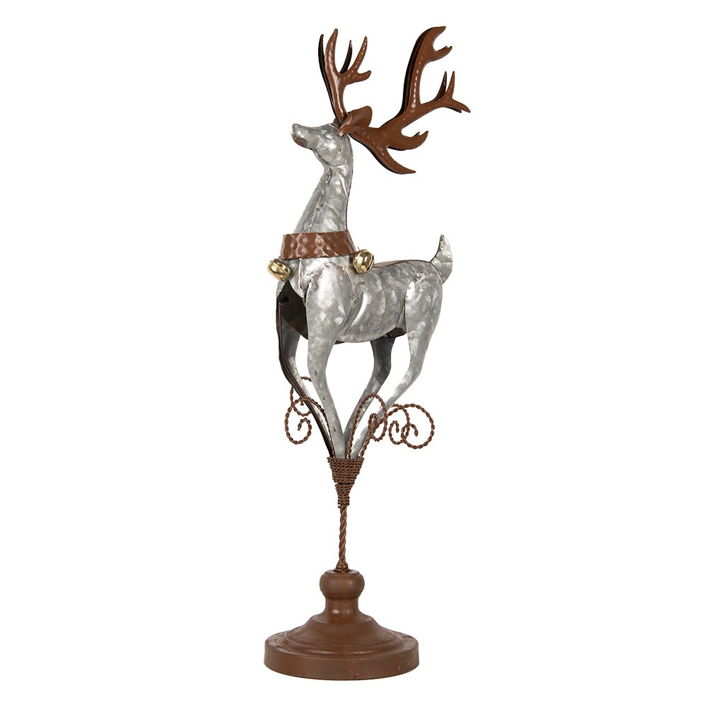 Decoratie Beeld Hert 24x24x68 cm Grijs Metaal