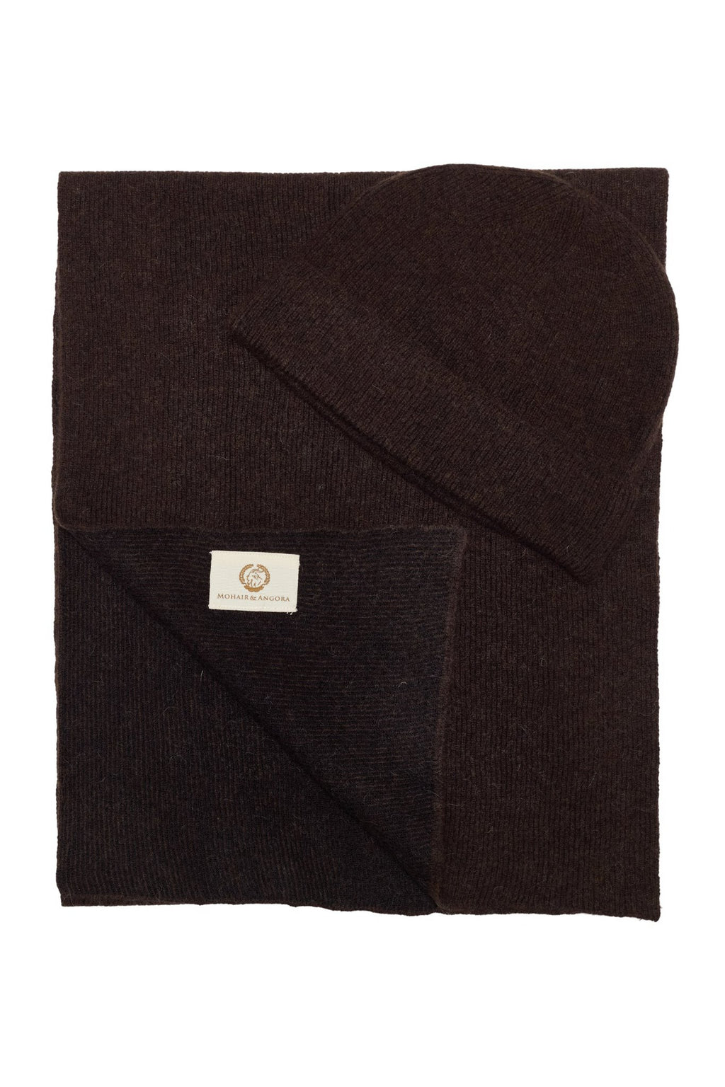 Artemis Beanie & Scarf Wol Set Brown-Ecru